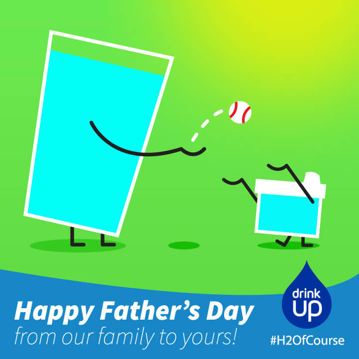 Illustration for Drink Up Father's Day graphic of water playing catch