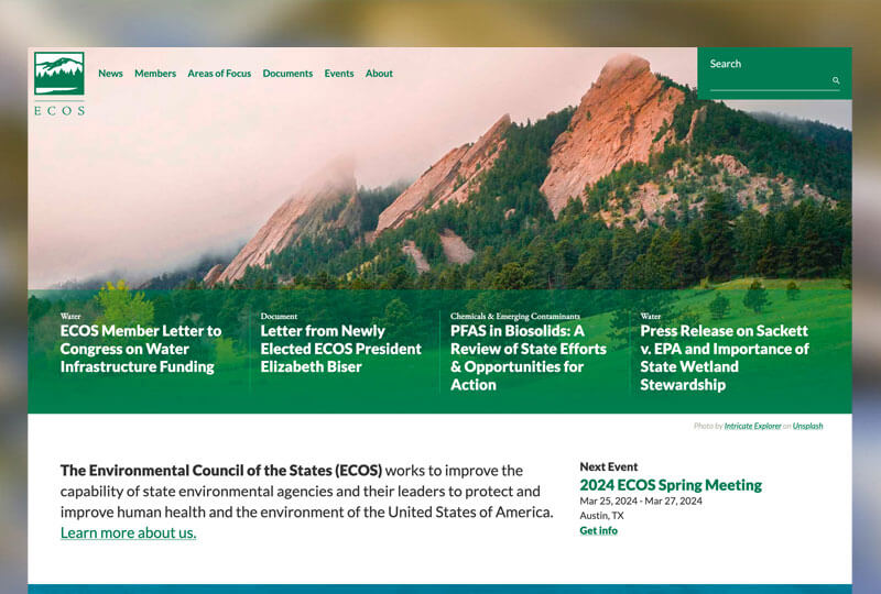 The ecos.org homepage
